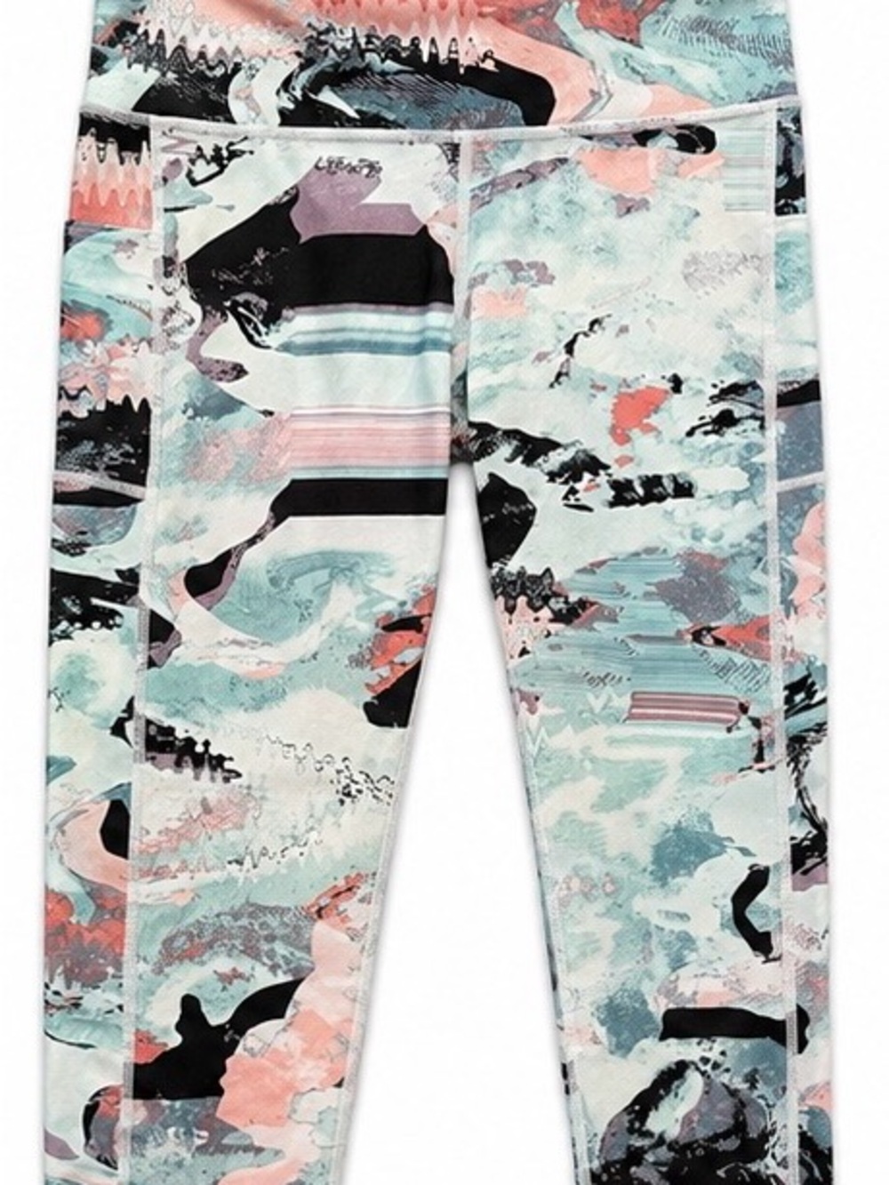 Under Armour Women's Abstract Print Leggings in Mint, Coral & Black